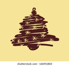 Vector Christmas bell and New Year decorations, hand-painted