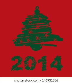 Vector Christmas bell and New Year decorations, hand-painted