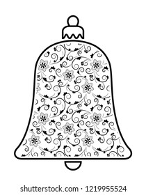 vector christmas bell with ornamental decor isolated on white background