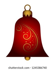 vector christmas bell with ornamental decor isolated on white background