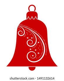 vector christmas bell with ornamental decor isolated on white background