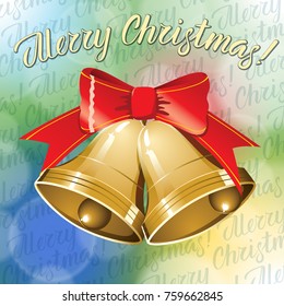 Vector Christmas bells, decorations and lettering merry Christmas