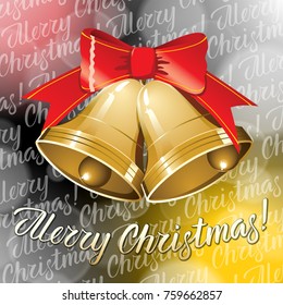 Vector Christmas bells, decorations and lettering merry Christmas