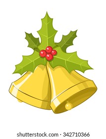 Vektor-Weihnachtsglocken mit Holly-Beeren einzeln auf weißem Hintergrund, EPS10 