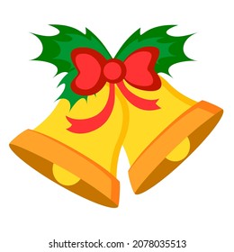 Vector Christmas bells, with a red bow