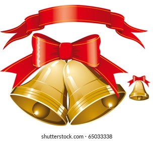 vector christmas bells with red stripe element