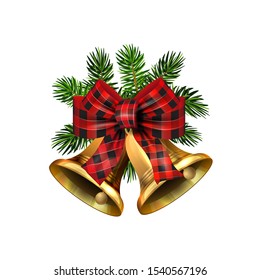 Vector christmas bells with christmas tree decorations.