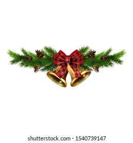 Campanas de Navidad vectorial con decoraciones de árboles de Navidad.
