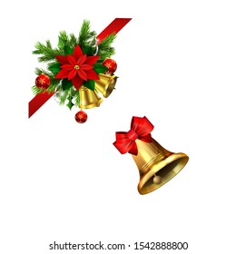 Vector christmas bells with christmas tree decorations