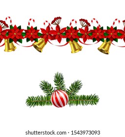 Vector christmas bells with christmas tree decorations