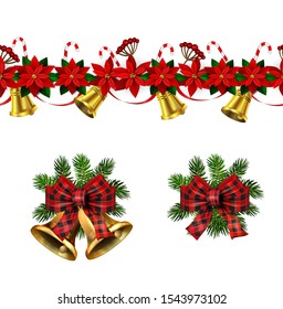 Vector christmas bells with christmas tree decorations