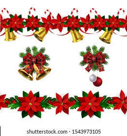 Vector christmas bells with christmas tree decorations