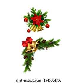 Vector christmas bells with christmas tree decorations