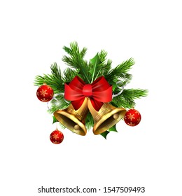 Vector christmas bells with christmas tree decorations