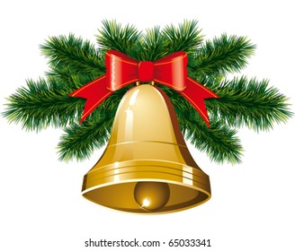 vector christmas bells with christmas tree decorations