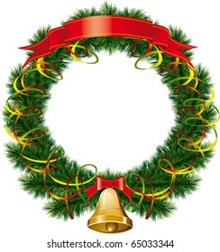 vector christmas bells with christmas tree decorations