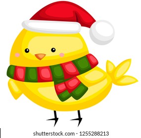 a vector of a Christmas bird wearing scarf
