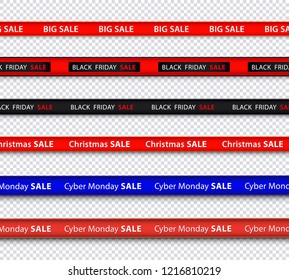 Vector christmas, black friday, cyber monday big sale stripes set. Like restriction police awareness zone sign, marketing advertising, discounts area, decoration element for banners, posters