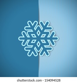 Tarjeta de saludo azul vectorial de Navidad con lugar para texto y copo de nieve.