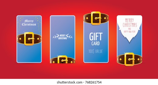 vector christmas blue vertical banners set. christmas vertical background collection with santa claus golden belt and beard . xmas greeting card