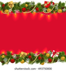 Vector Christmas Border with Garland 2