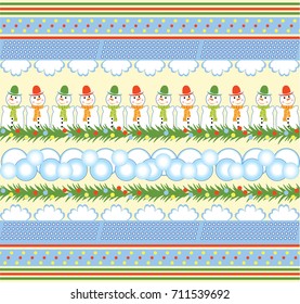 Vector Christmas border with snowmen