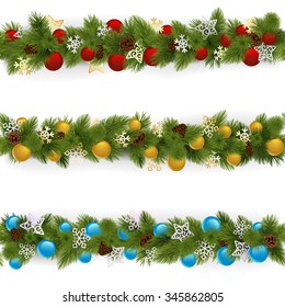 Vector Christmas Borders Set 4 Stock Vector (Royalty Free) 345862805 ...