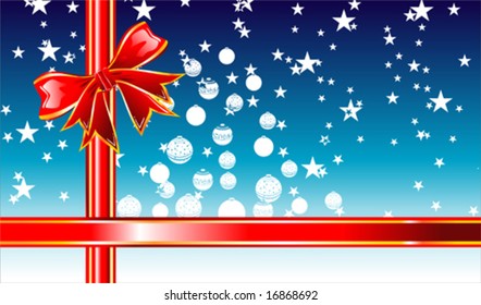 VECTOR Christmas BOX with elegant Ribbon and balls