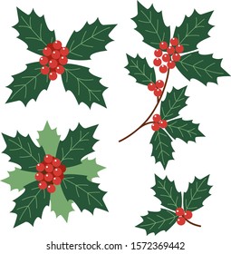 Vector christmas branches set. Can be used as print, postcard, invitation, greeting card, stickers, and so on.