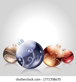 Vector christmas bubbles on white background
