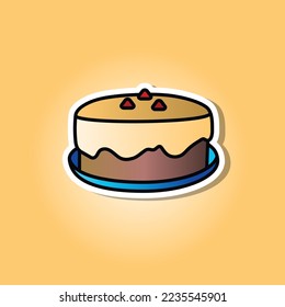 Vector Christmas cake Sticker Icon Illustration for decoration
