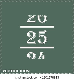 Vector christmas calendar icon. Flat design. Christmas day 25 icon. 25 december calendar flat style icon with shadow. Christmas day.