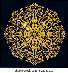 Vector Christmas Calligraphic Design Elements and Page Decoration, snowflake, with a gold texture