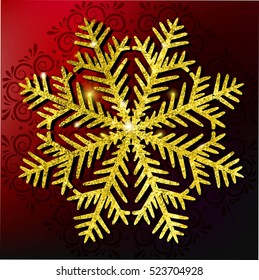 Vector Christmas Calligraphic Design Elements and Page Decoration, snowflake, with a gold texture