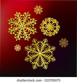 Vector Christmas Calligraphic Design Elements and Page Decoration, snowflake, with a gold texture set