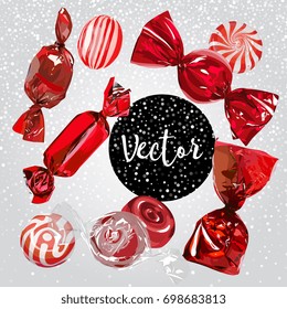 Vector Christmas Candies Illustration Set