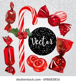 Vector Christmas Candies Illustration Set