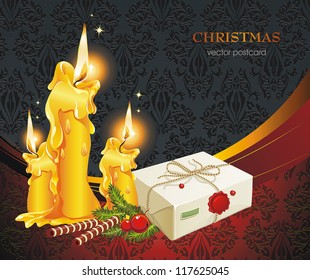 Vector Christmas Candle decorative illustration for graphic design.
