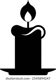 vector Christmas candle silhouette black illustration