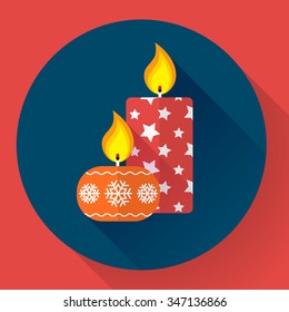 Vector christmas candles icon. Flat designed style.