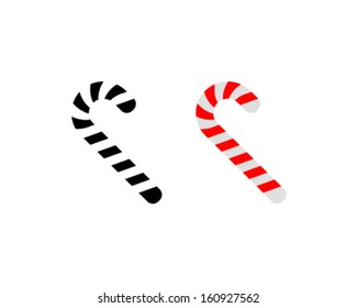 Vector Christmas Candy Cane Icon Symbol Set