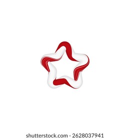 Vector Christmas candy cane star shaped frame with red and white stripes. For a holiday card or winter decor mockup. Cartoon style. Isolated background.