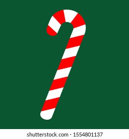 vector Christmas candy canes on a green background