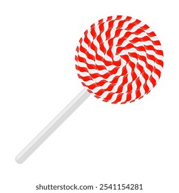 Vector Christmas candy icon. Lollipop sugar caramel. Cartoon dessert isolated on white background.