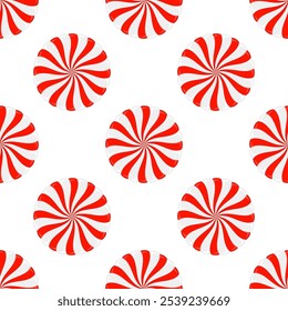 Vector Christmas candy seamless pattern. Lollipop sugar caramel. Cartoon dessert background.