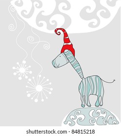 Vector Christmas card with Christmas animal.