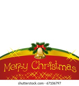 vector christmas card with bells with christmas tree decorations