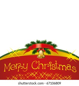 vector christmas card with bells with christmas tree decorations