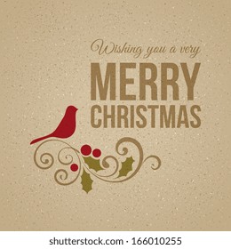 Vector Christmas card with bird. Perfect for Christmas design.