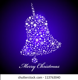 Vector Christmas card. Blue bell